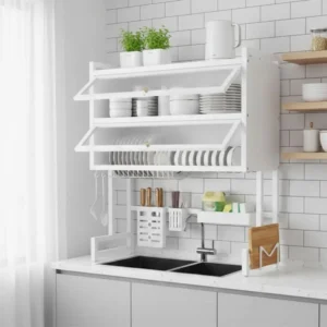 Escurridor Secaplatos 95cm Organizador De Cocina 2 Puertas Blanco