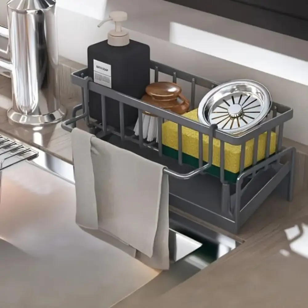 Organizador De Cocina Para Esponja Y Detergente Gris Oscuro - Imagen 4