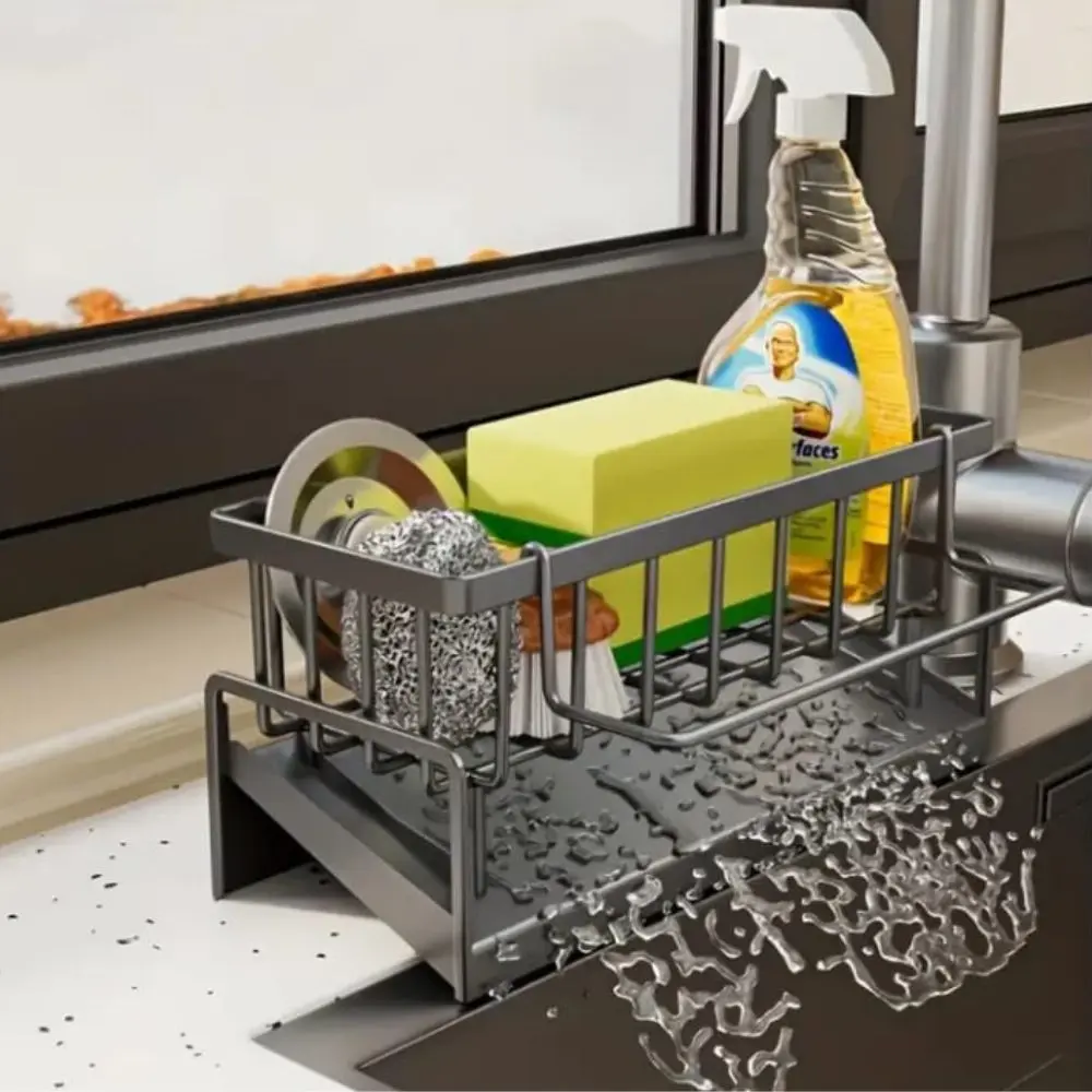 Organizador De Cocina Para Esponja Y Detergente Gris Oscuro - Imagen 2