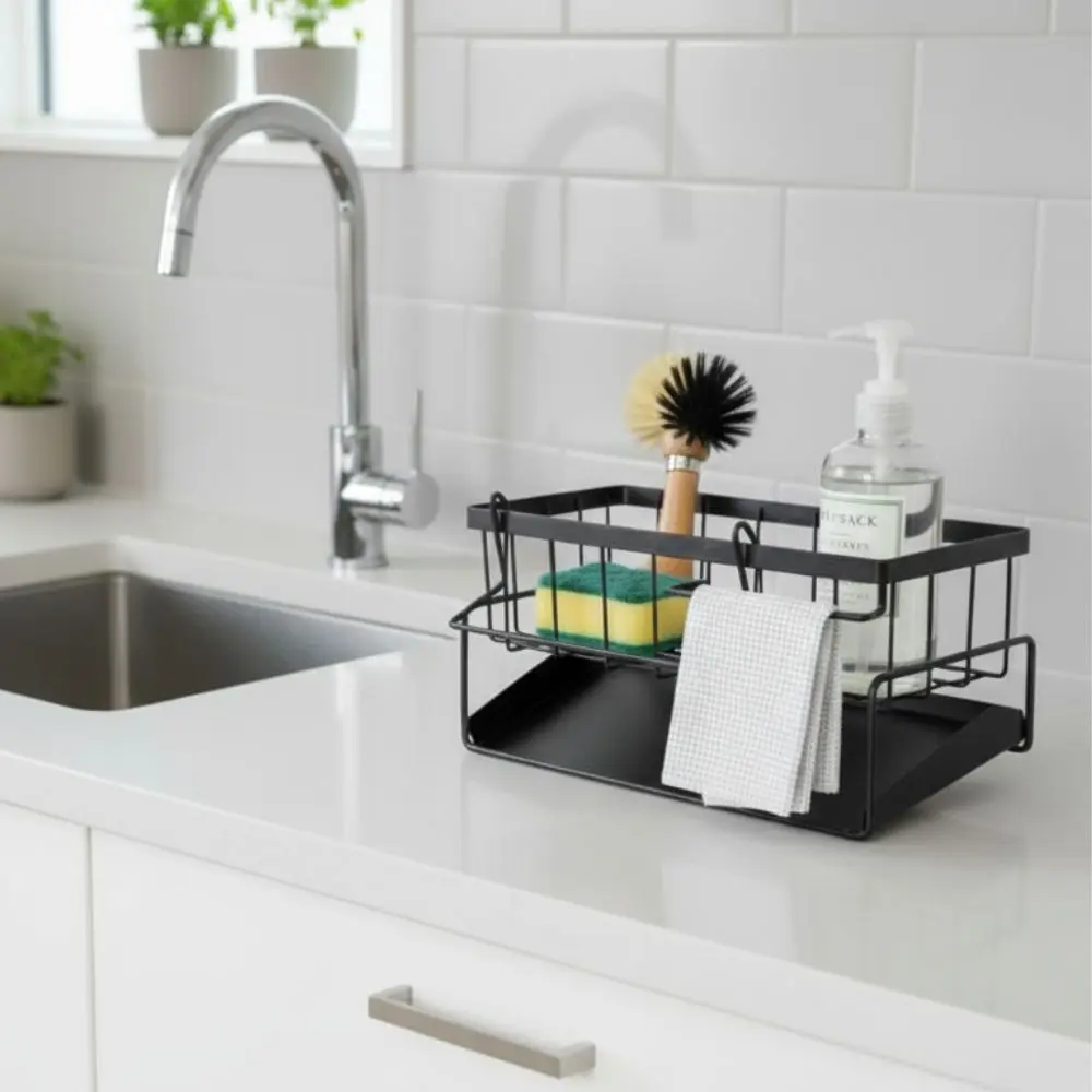 Organizador De Cocina Para Esponja Y Detergente Gris Oscuro - Imagen 3