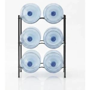 Soporte Estanteria Rack Organizador Para 6 Bidones De Agua Negro