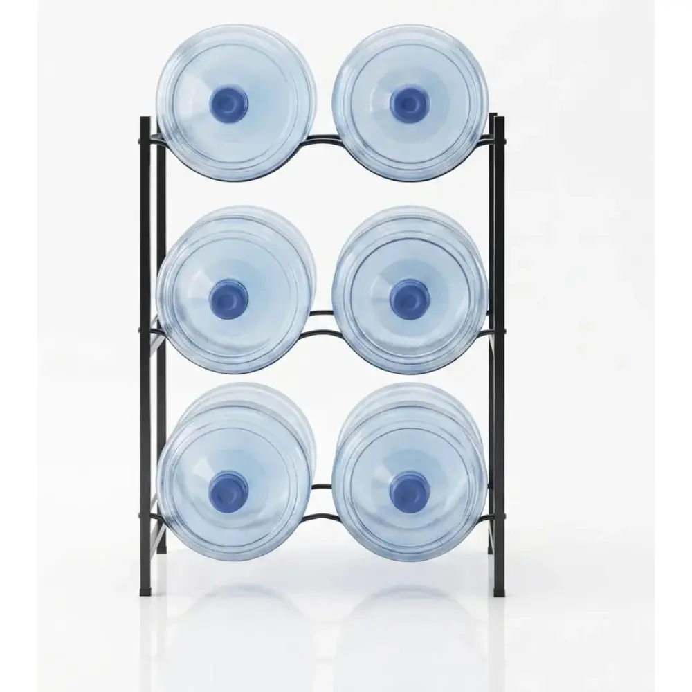 Soporte Estanteria Rack Organizador Para 6 Bidones De Agua Negro