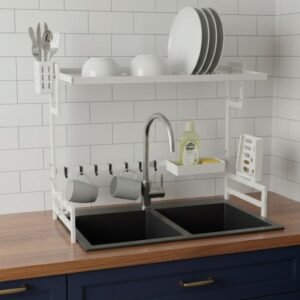 Escurridor De Platos Para Bacha 85cm Organizador 1 Nivel Blanco