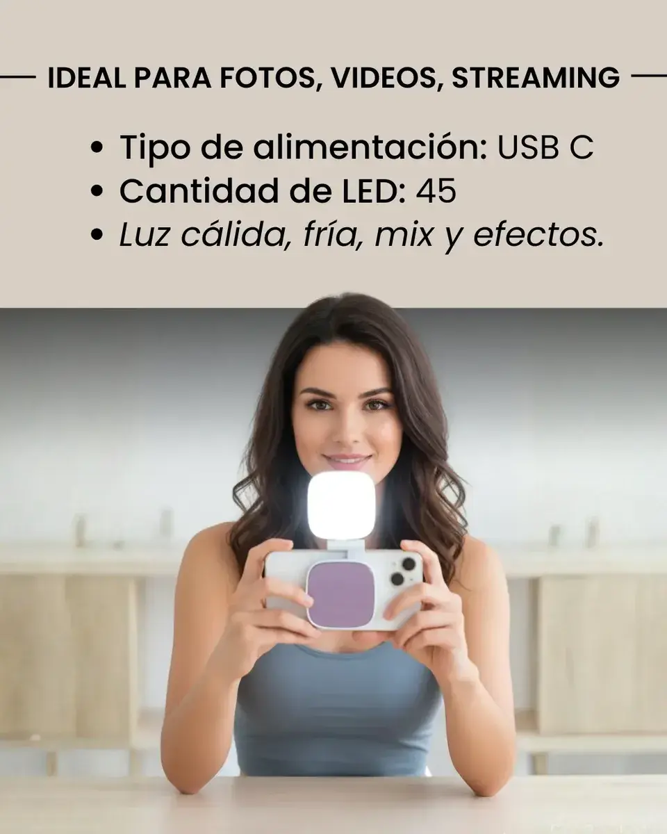Luz Led Selfie Magnetica Portatil Para Celular Con Espejo - Image 3