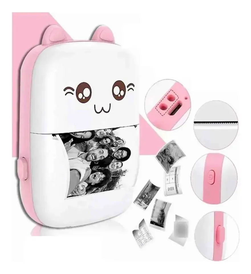 Mini Impresora Termica Bluetooth Portatil Gatito Color Rosa + 5 Rollos de Papel Adhesivo - Image 4