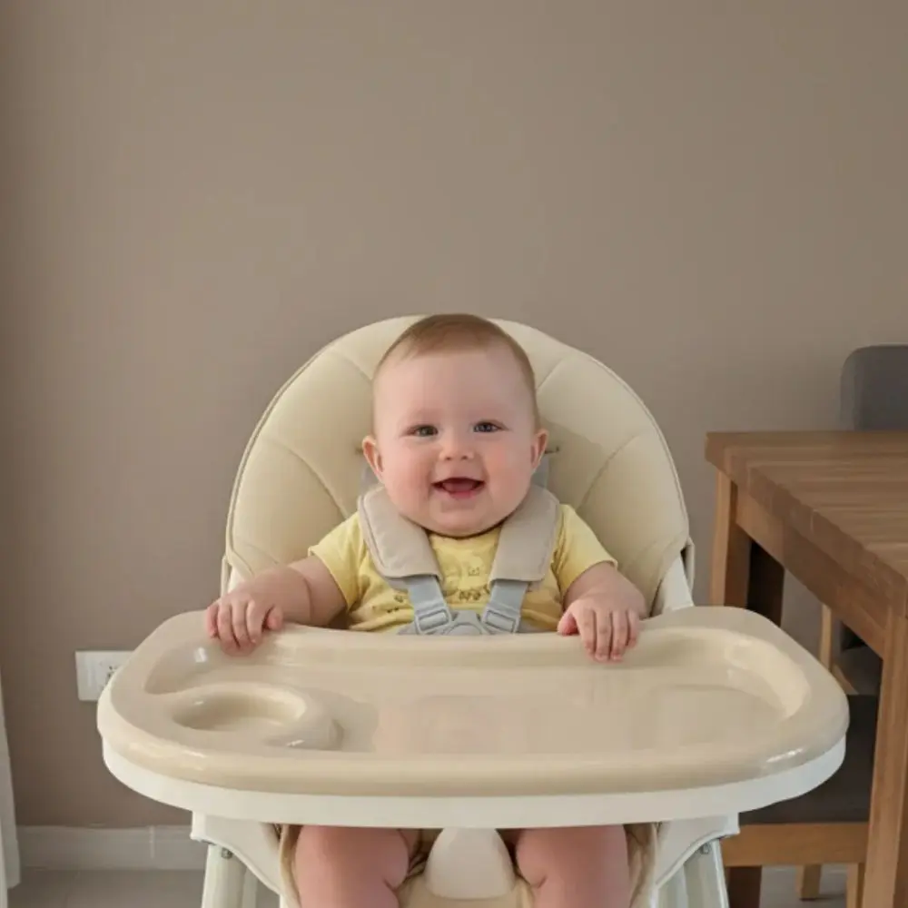 Silla de Comer para Bebé 2 en 1 Plegable y Reclinable – Caqui - Imagen 2
