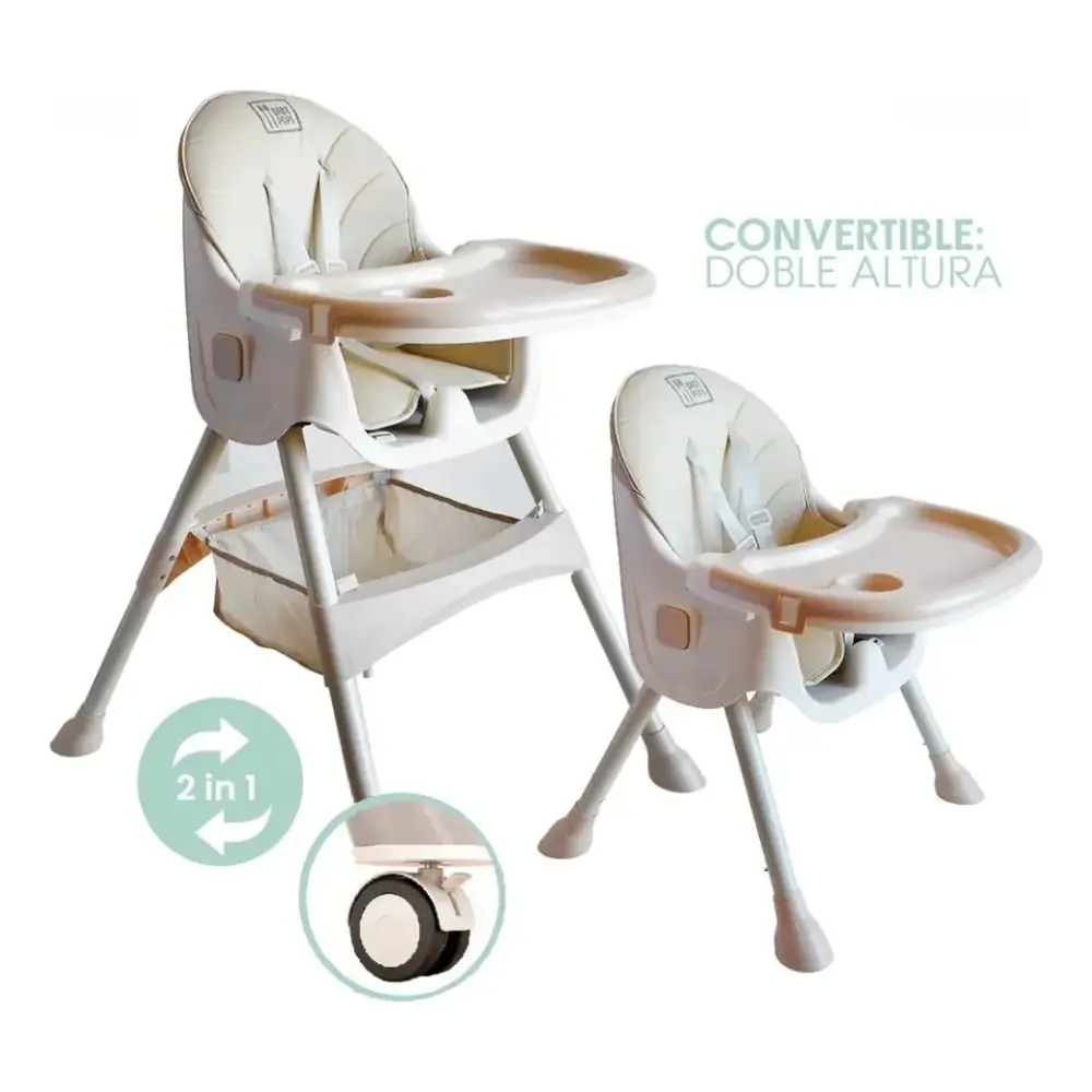 Silla de Comer para Bebé 2 en 1 Plegable y Reclinable – Caqui - Imagen 4