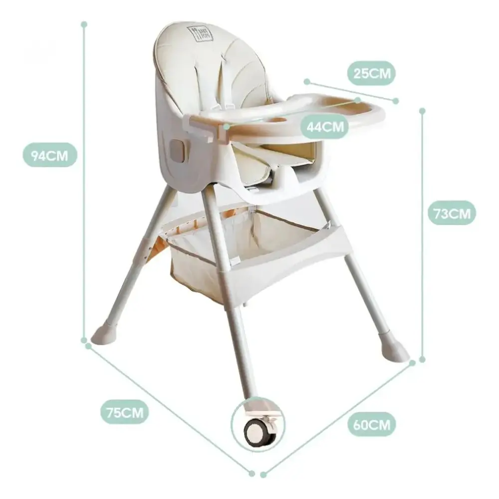 Silla de Comer para Bebé 2 en 1 Plegable y Reclinable – Caqui - Imagen 9