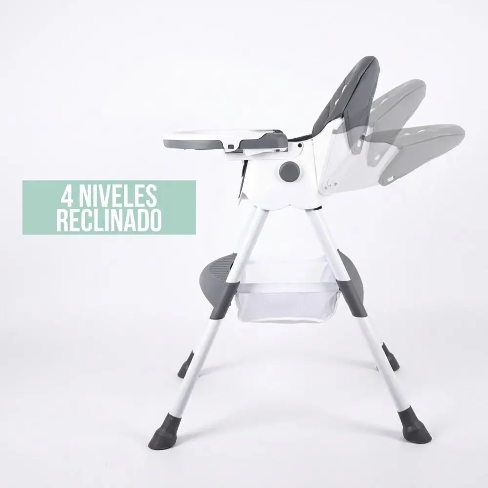 Silla de Comer para Bebé 2 en 1 Plegable y Reclinable – Gris - Imagen 6