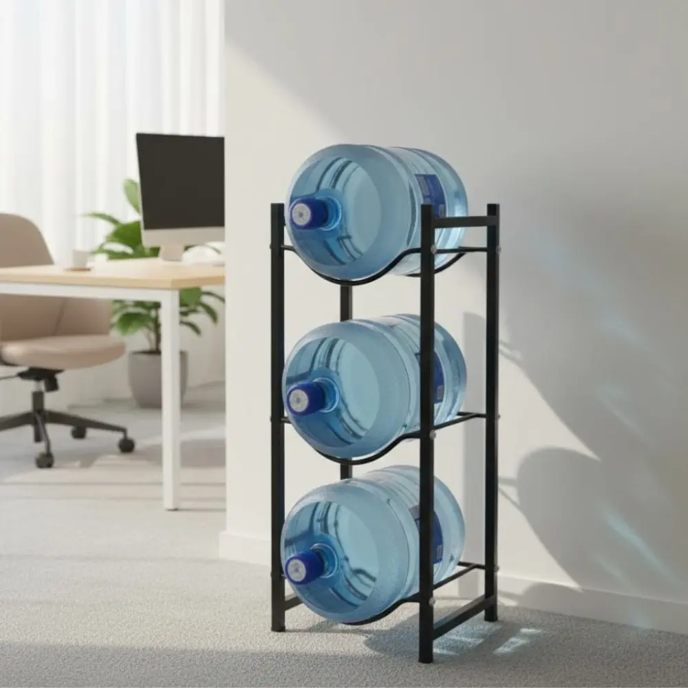 Soporte Organizador para 3 Bidones de Agua – Negro