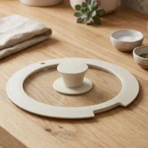 Tapa Para olla de 20cm de Vidrio con Borde de Silicona Antiderrame Color Beige