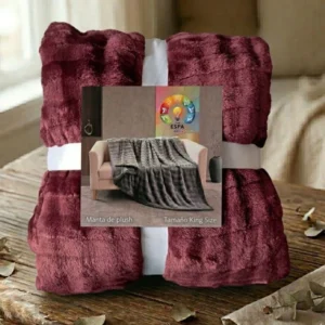 Manta Cobertor Plush De Pelo Suave King Size Color Bordó