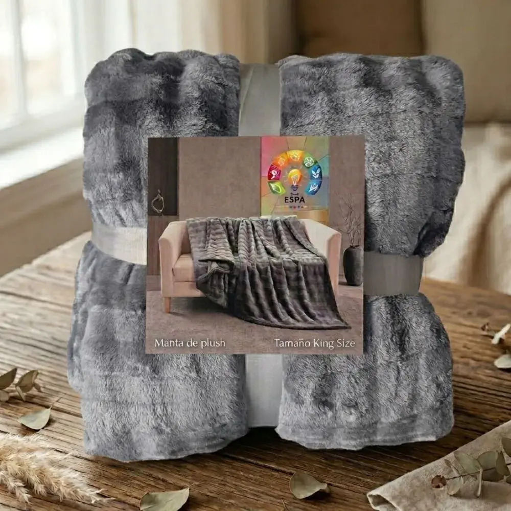 Manta Cobertor Plush De Pelo Suave King Size Color Gris