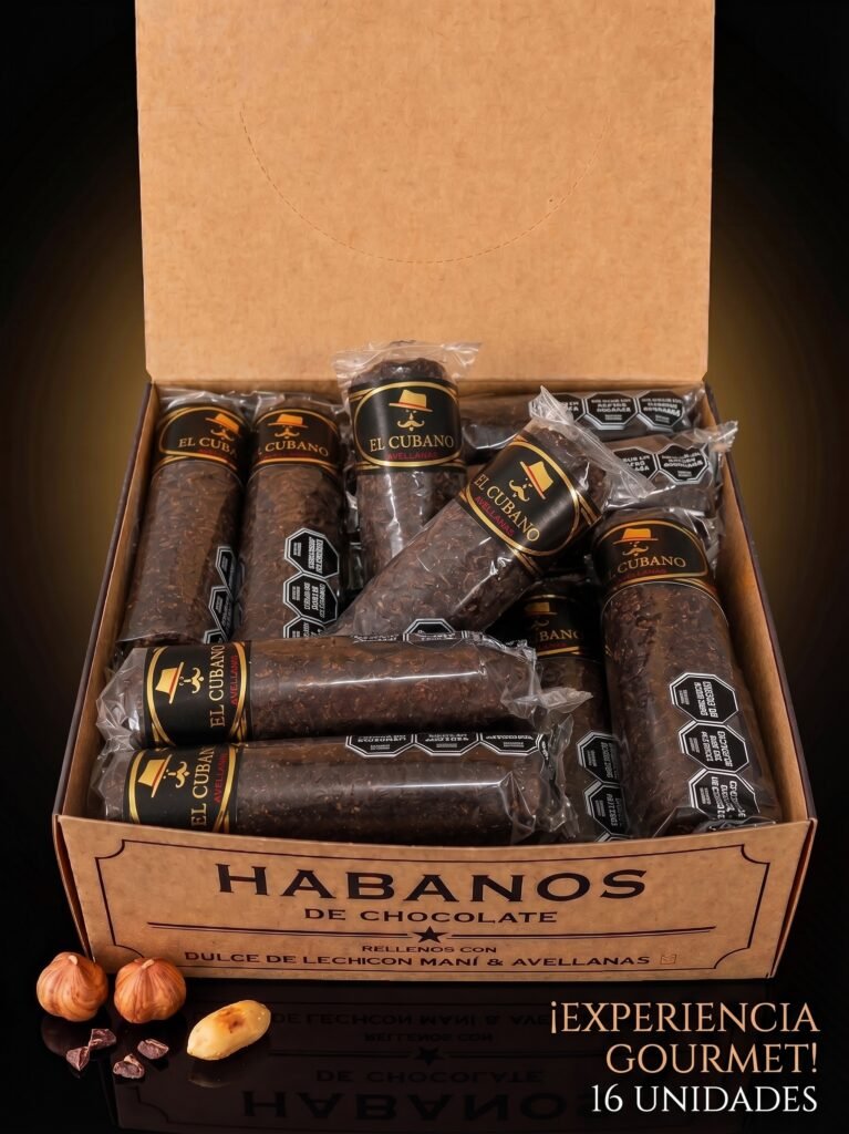 EL CUBANO - Habanos Premium Artesanales De Chocolate Rellenos con Pasta de Avellanas