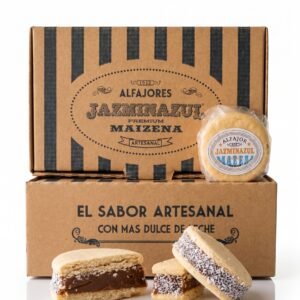 JAZMINAZUL By EL CUBANO - Alfajores de Maicena Artesanales Premium Rellenos con Dulce De Leche x 12 Unidades