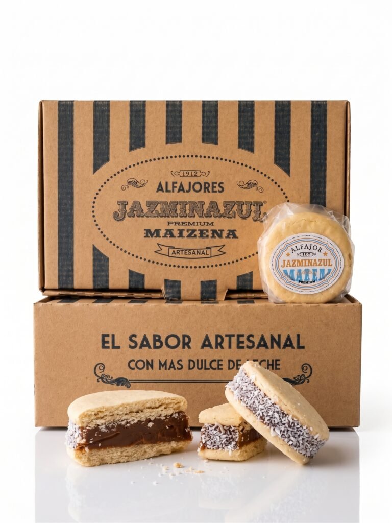 JAZMINAZUL By EL CUBANO - Alfajores de Maicena Artesanales Premium Rellenos con Dulce De Leche x 12 Unidades