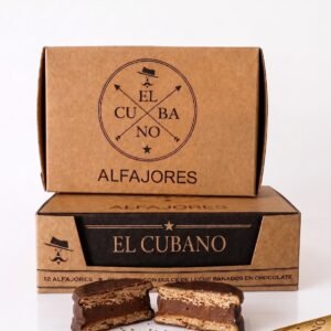 EL CUBANO - Alfajores Artesanales Premium de Chocolate Rellenos con Dulce De Leche x 12 Unidades
