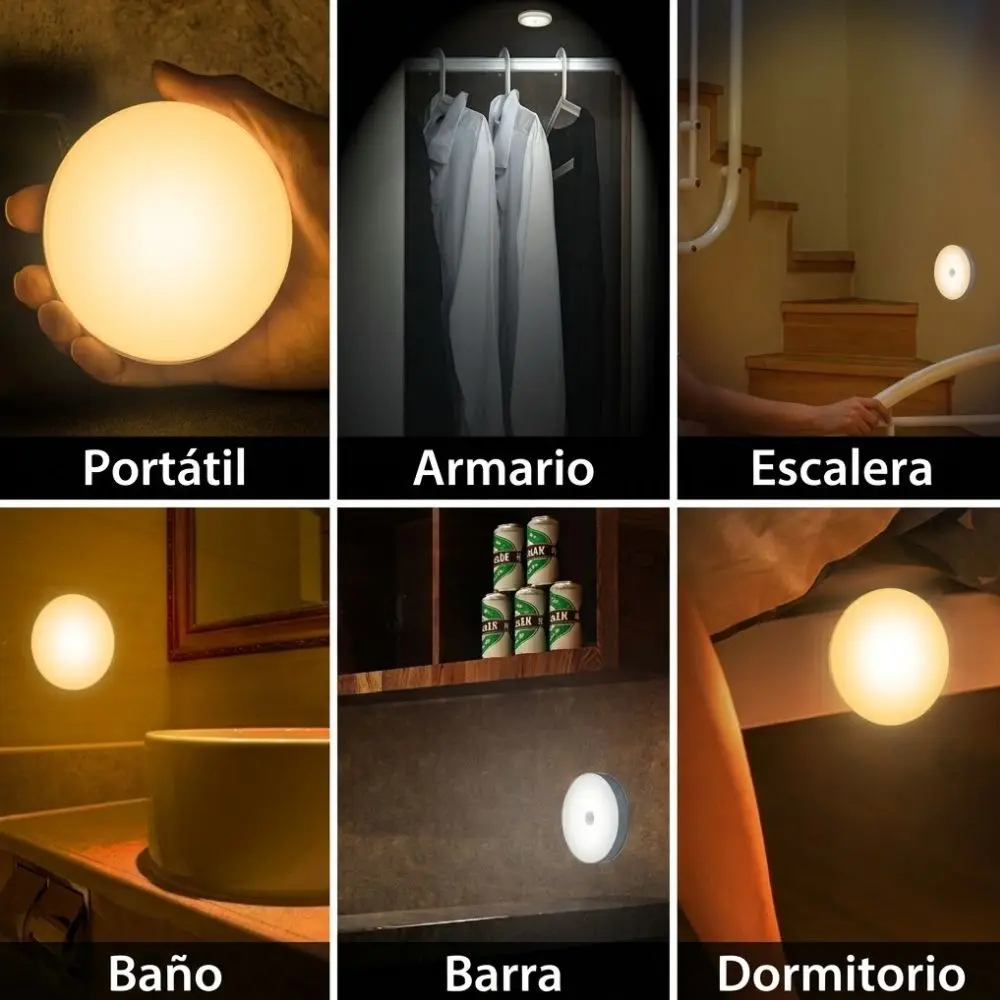 Lampara Led Nocturna Con Sensor Movimiento Recargable Usb - Imagen 2