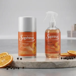 Combo Saphirus 1 Aerosol + 1  Textil - Fragancia Naranja Pimienta