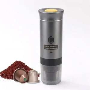 Cafetera Portátil Color Gris 3 En 1 Para Capsulas Grandes, Chicas y Café Molido