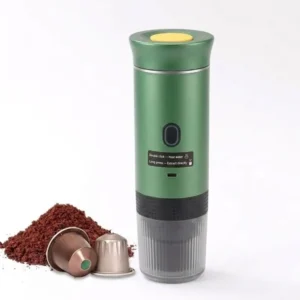 Cafetera Portátil color Verde 3 En 1 Para Capsulas Grandes, Chicas y Café Molido