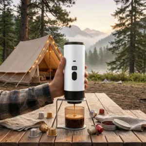Cafetera Portátil Blanca Para Capsulas Grandes, Chicas y Café Molido