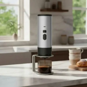 Cafetera Portátil Gris Para Capsulas Grandes, Chicas y Café Molido