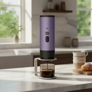 Cafetera Portátil Morada Para Capsulas Grandes, Chicas y Café Molido