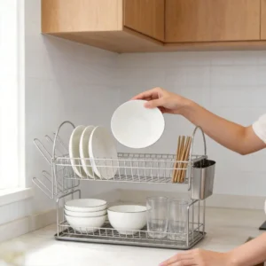 Secaplatos Escurridor De Cocina 2 Niveles Acero Cromado