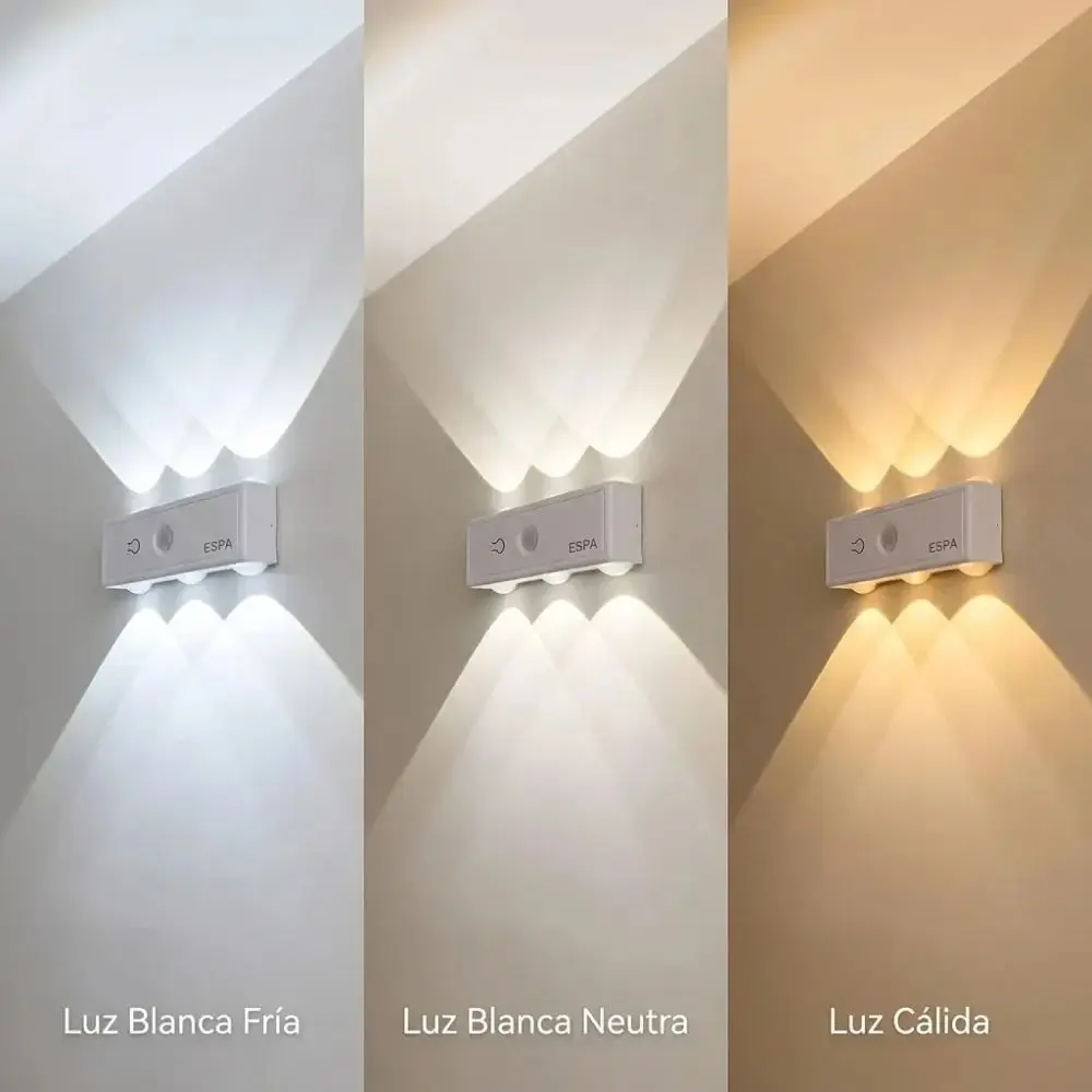 Luz Led Con Sensor Movimiento Recargable Fría - Neutra - Cálida - Imagen 2